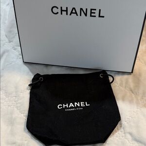 CHANEL Black Drawstring Cotton Dust Bag 6 x 6